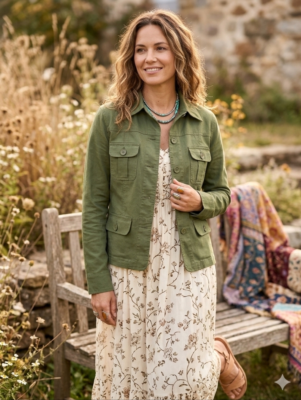 Jessica Military Utility Olive Green Jacket Super Soft 19 Ptp Medium